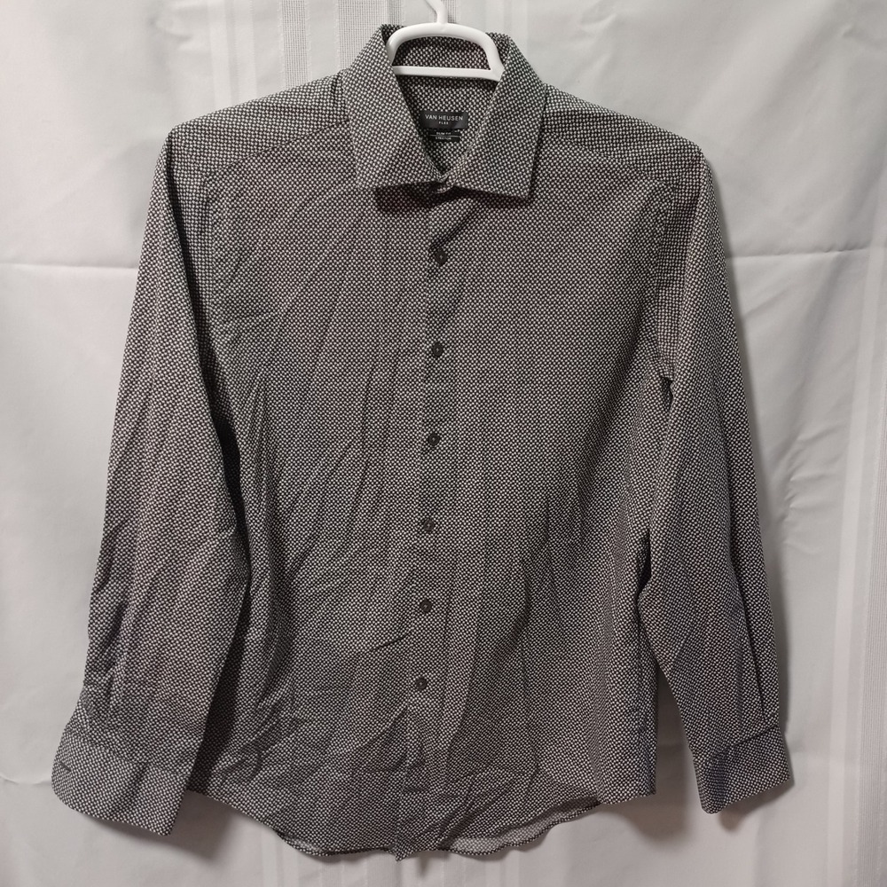Van Heusen Dress Shirt Mens 16.5‎ 34/35 Black Flex Slim Fit Stretch 20FS540065
